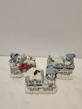 Snow Buddies Winter Snowman Trio Figurine Set Holiday Home Accents